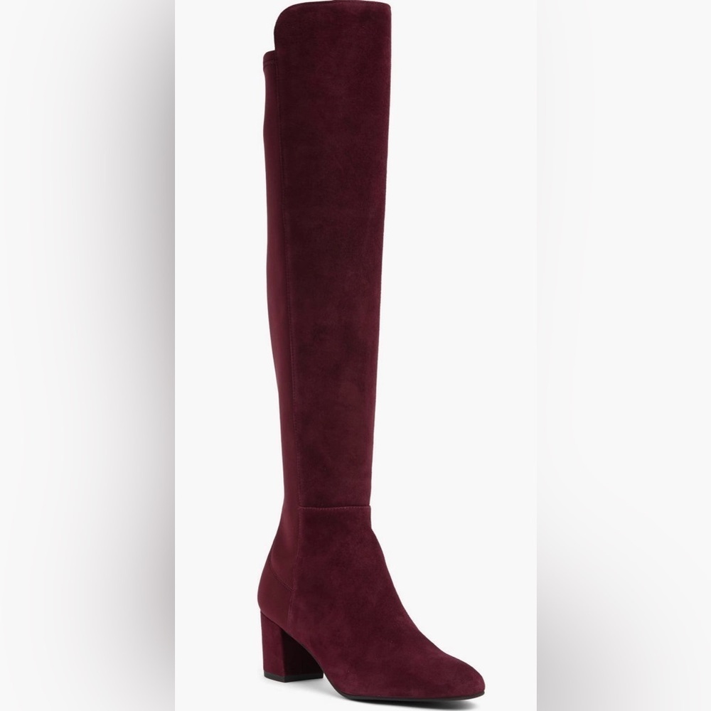 Stuart Weitzman Gillian 60 OTK Boots Burgundy Suede NWT EU 38.5